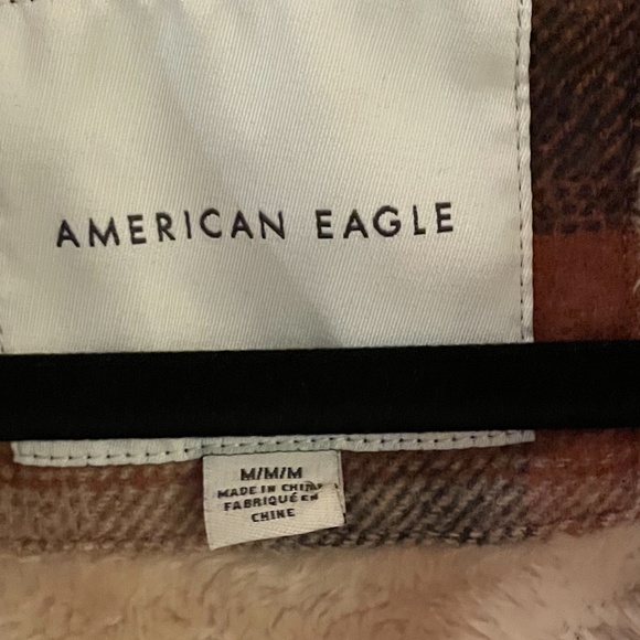 American Eagle Plaid Flannel Shirt Jacket / Shacket - fur lined - Sz M - Picture 8 of 9